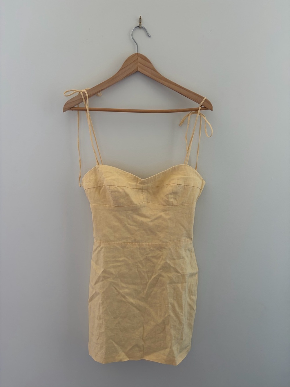 Amanda Uprichard x REVOLVE 90ies Y2K Linen Mini Dress in Pale Yellow, M - Picture 2 of 12